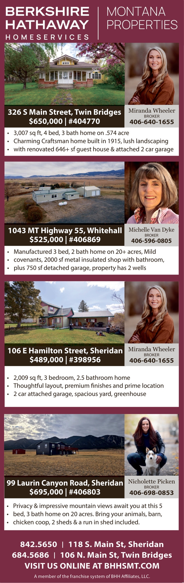 Montana Properties, Michelle Van Dyke / Nicholette Picken / Miranda Wheeler - Berkshire Hathaway HomeServices Montana Properties