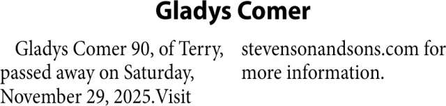 Glaadys Comer, Obituaries, Glendive, MT