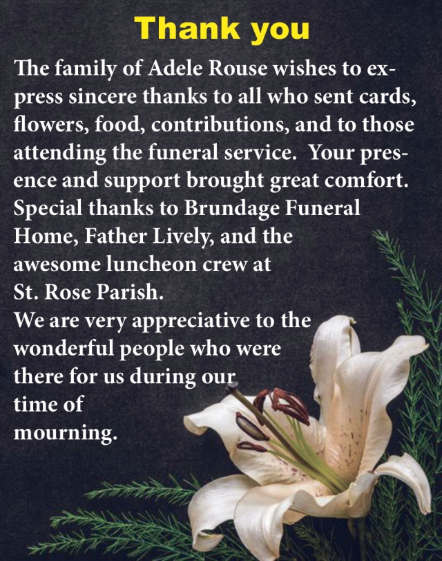 Thank You, Family of Adele Rouse