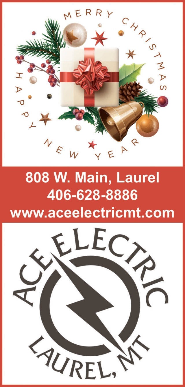 Merry Christmas, Ace Electric, Laurel, MT