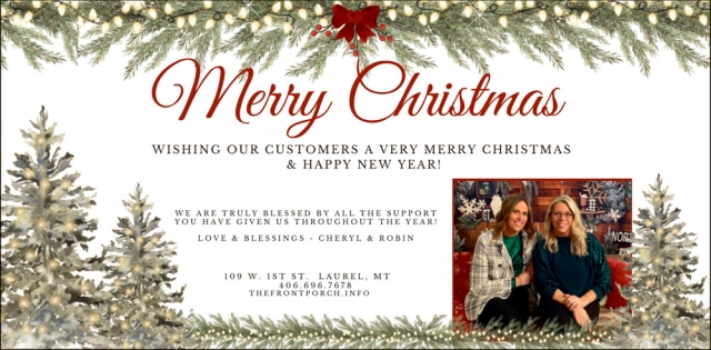 Merry Christmas, The Front Porch, Laurel, MT