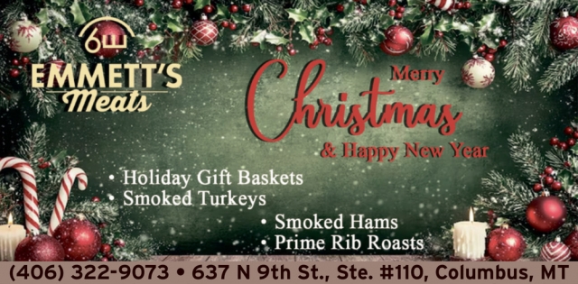 Merry Christmas & Happy New Year, Emmett's Meats, Columbus, MT