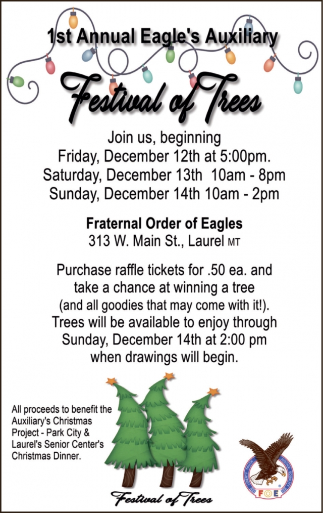 1st Annual Eagle's Auxiliary Festival of Trees, Fraternal Order of Eagles