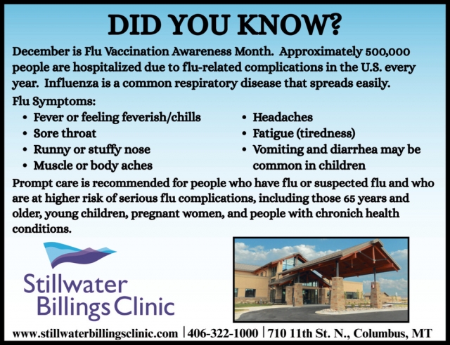 Did You Know?, Stillwater Billings Clinic, Columbus, MT