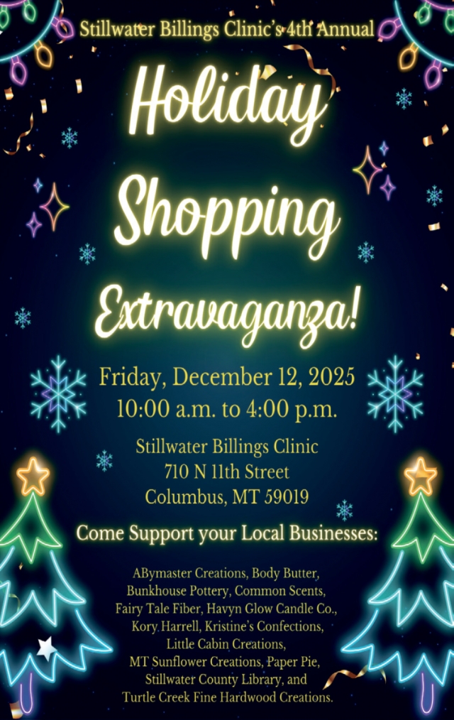 Holiday Shopping Extravaganza!, Stillwater Billings Clinic, Columbus, MT