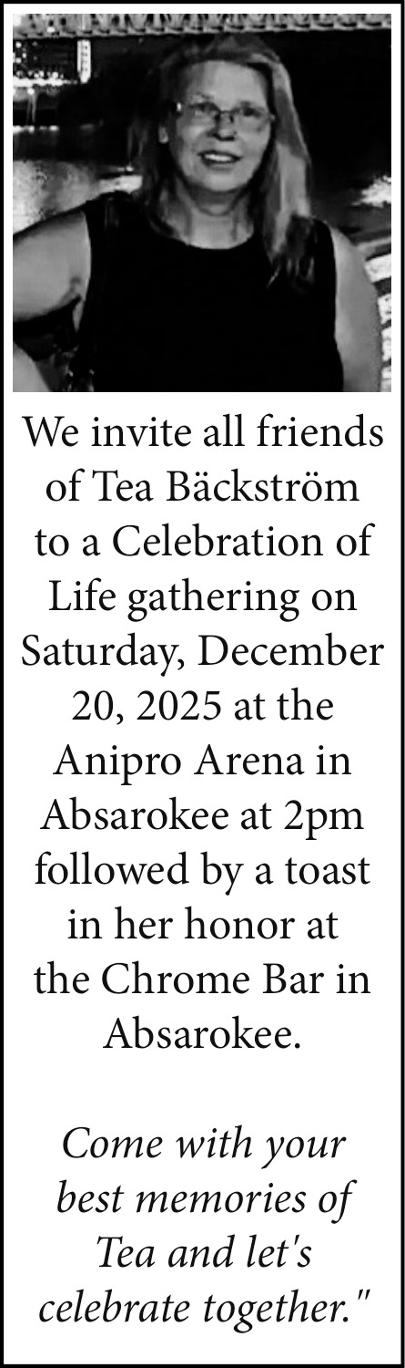 Tea Backstrom, Obituaries, Glendive, MT