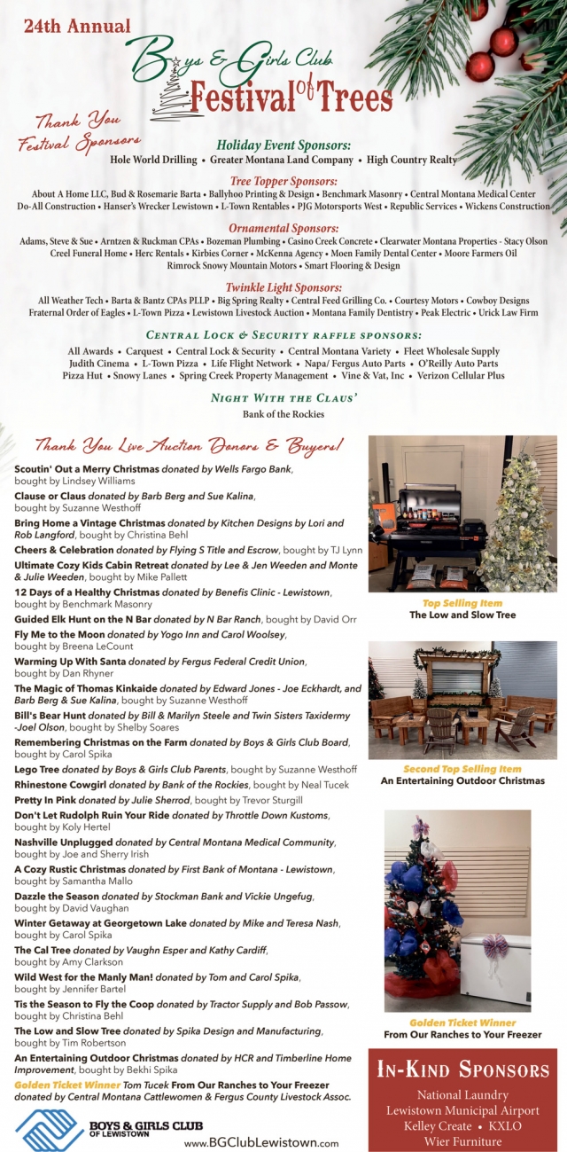 Festival of Trees, Boys & Girls Club of Lewistown, Lewistown, MT