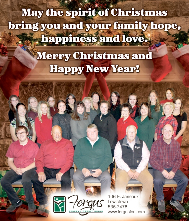 Merry Christmas, Fergus Federal Credit Union, Lewistown, MT
