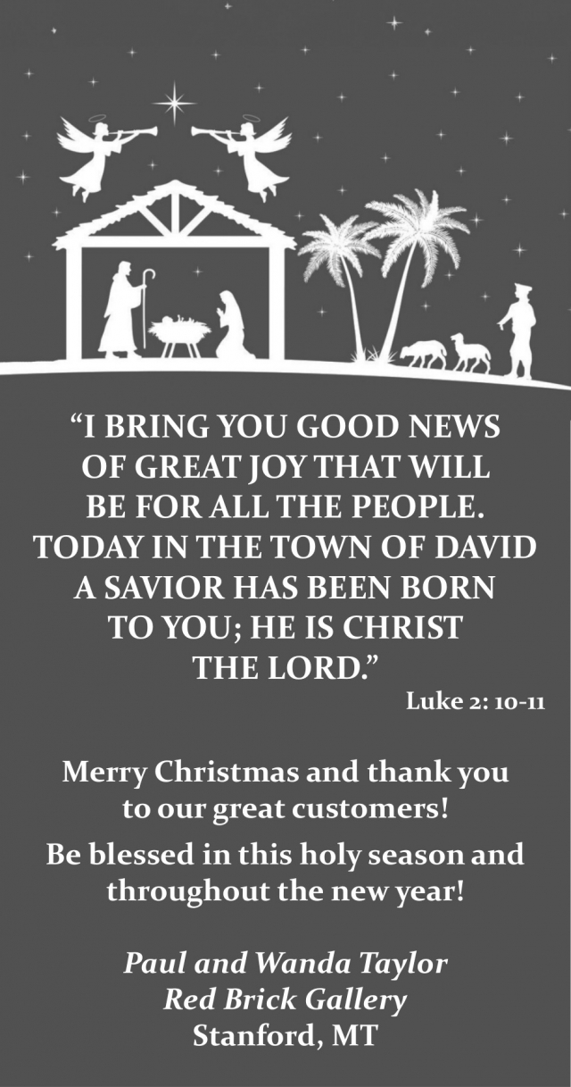 Merry Christmas, Red Brick Gallery, Stanford, MT