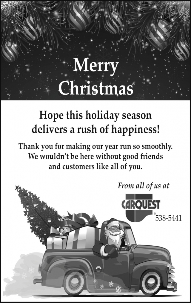 Merry Christmas, Carquest- Lewistown, Lewistown, MT