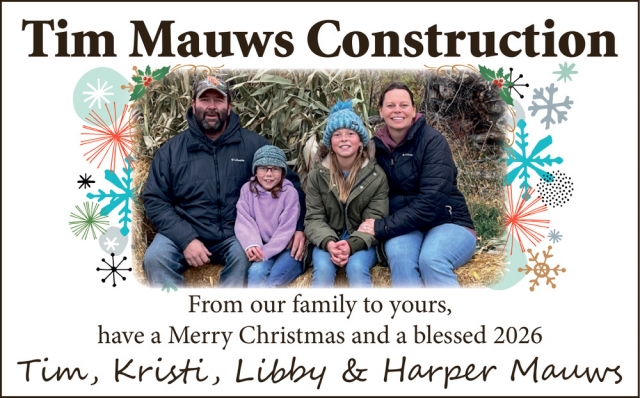 Merry Christmas, Tim Mauws Construction, Coffee Creek, MT
