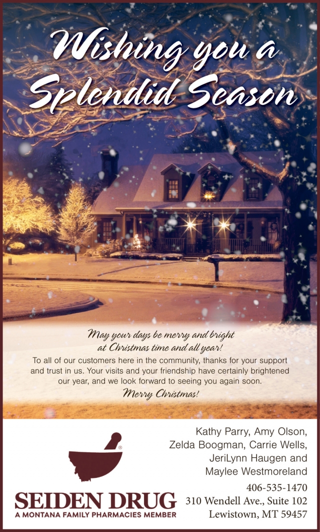 Wishing You a Splendid Season, Seiden Drug, Lewistown, MT