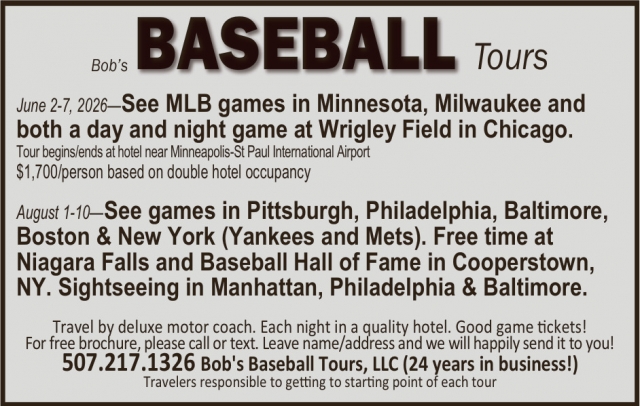 See MLB Games, Bob's Baseball Tours, LLC