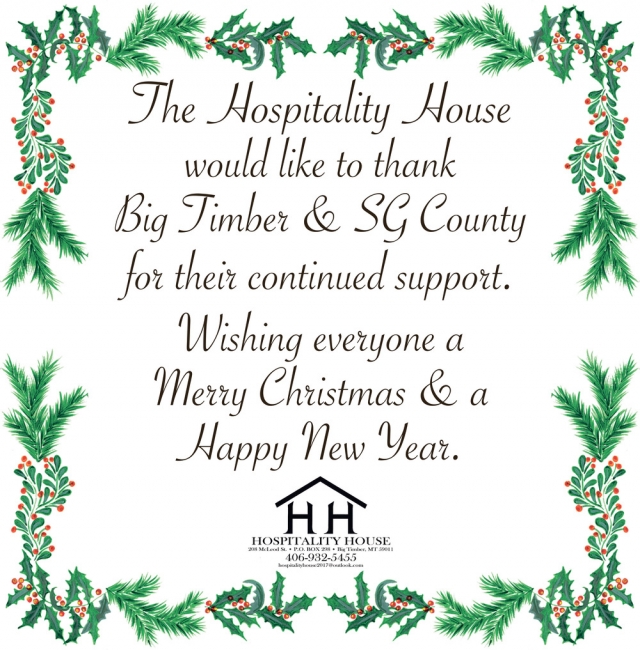 Merry Christmas, Hospitality House, Big Timber, MT