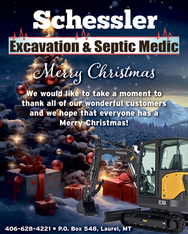 Merry Christmas, Schessler Excavation & Septic Medic, Laurel, MT