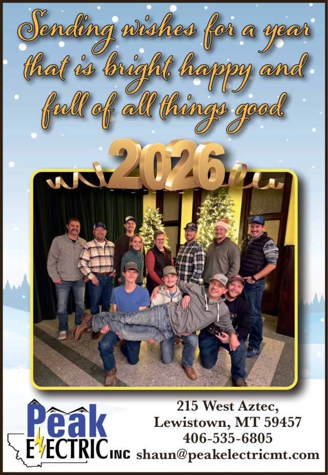 Sending Wishes for A Year That's Is Bright Happy and Full of All Things Good, Peak Electric Inc, Lewistown, MT