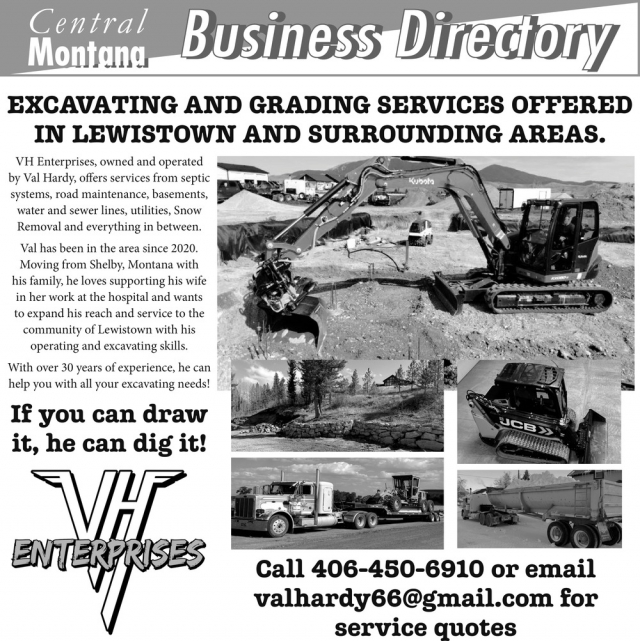 Excavating and Grading Services, VH Enterprises, Lewistown, MT