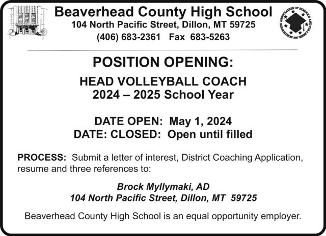 Head Volleyball Coach, Beaverhead County High School, Dillon, MT