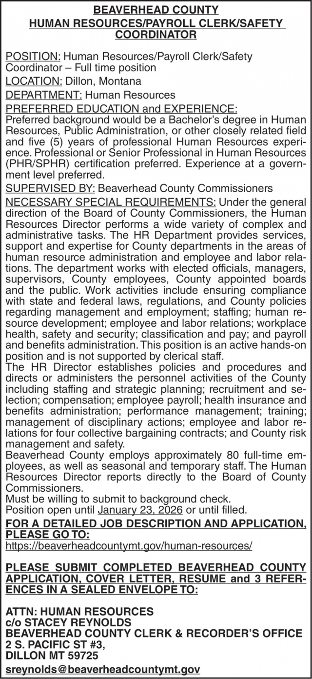 Human Resources, Beaverhead County