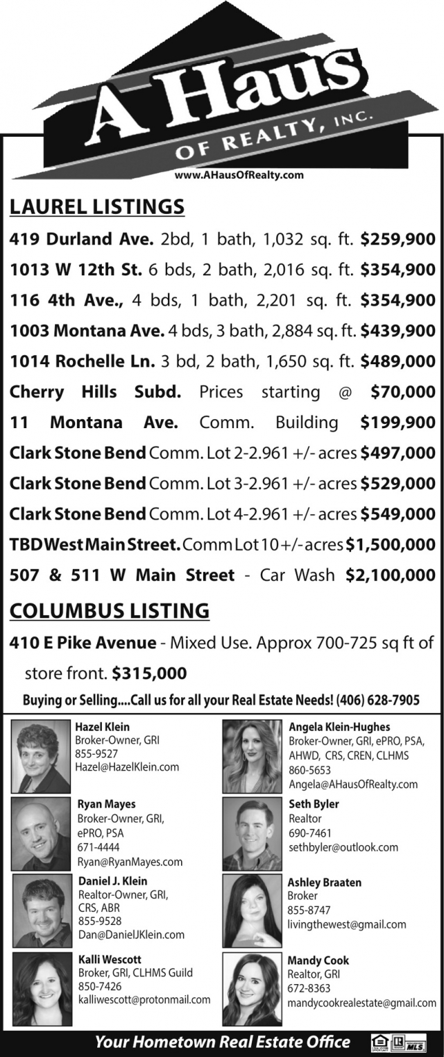 Laurel Listings, A Haus of Realty, Inc., Laurel, MT