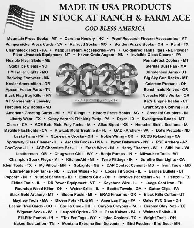 Made in Usa Products, Ranch & Farm Ace Hardware, Glendive, MT