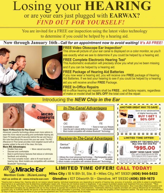 Losing Your Hearing,  Miracle-Ear / Miles City - Glendive, Glendive, MT