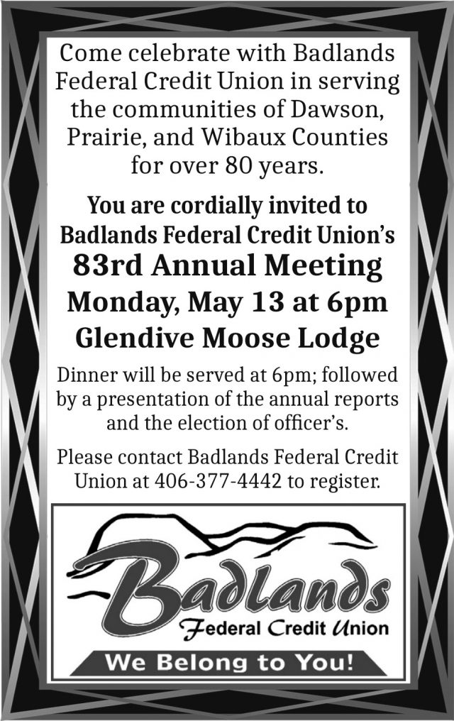 Annual Meeting, Badlands Federal Credit Union 83rd Annual Meeting