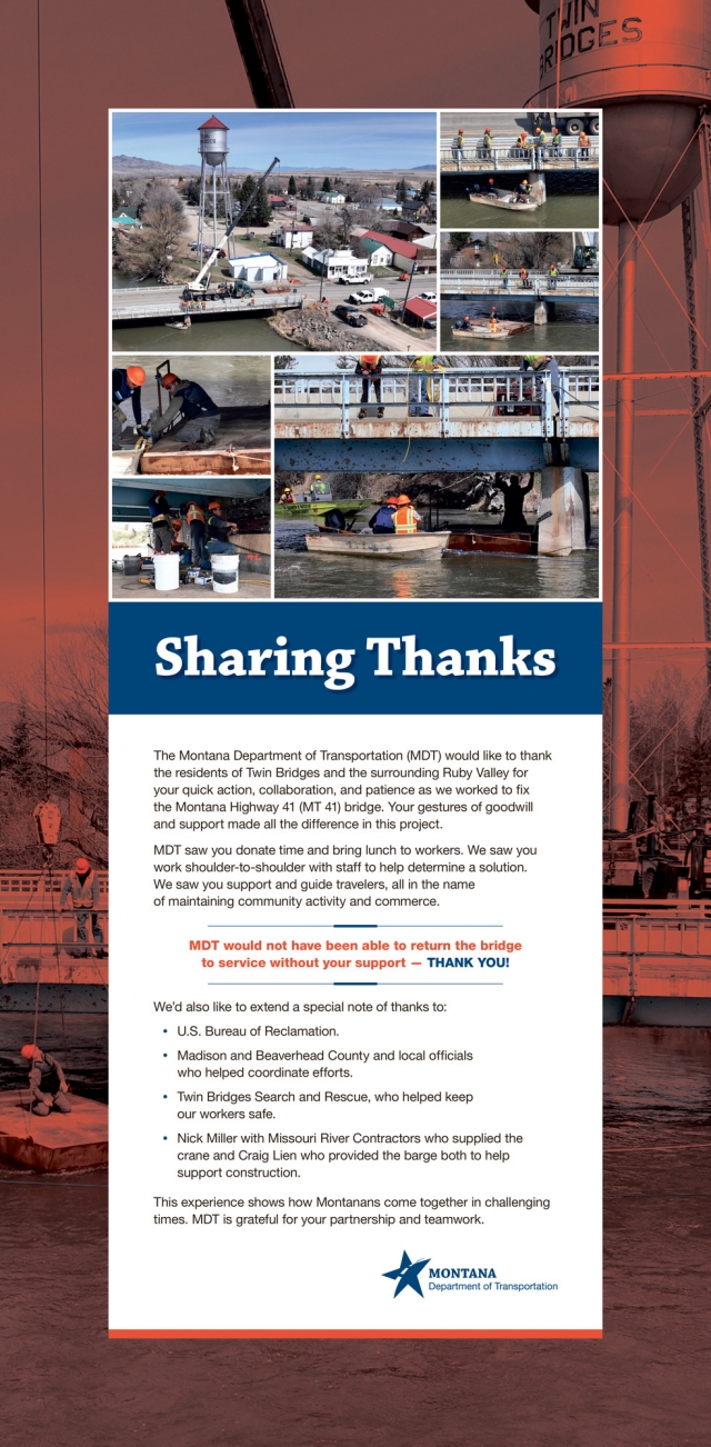 Sharing Thanks, Montana Department of Transportation