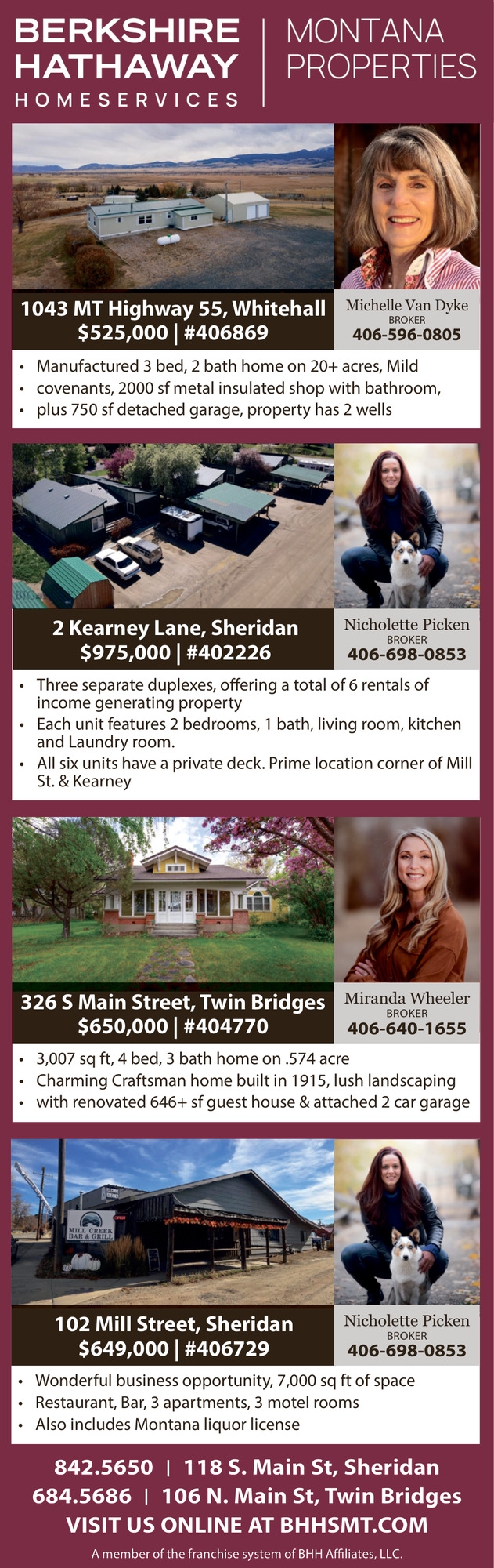 Montana Properties, Michelle Van Dyke / Nicholette Picken / Miranda Wheeler - Berkshire Hathaway HomeServices Montana Properties