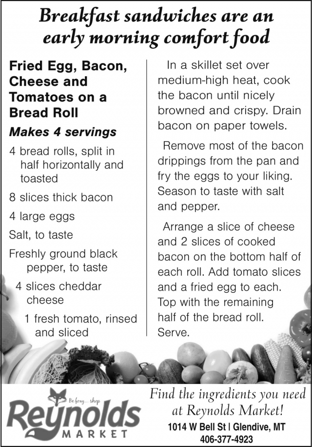 Breakfast Sandwiches, Reynolds Market, Sidney, MT