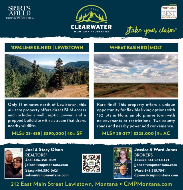 194 Lime Kiln Rd / Lewistown, Clearwater Montana Properties - Joel & Stacy Olson / Jessica & Ward Jones