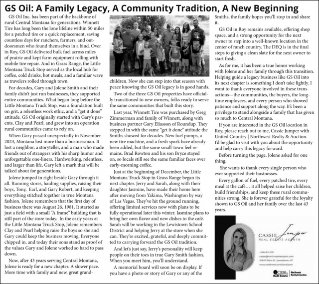 GS Oil: A Family Legacy, A Community Tradition, A New Beginning, Cassie Jumper - Northwest Realty & Auction