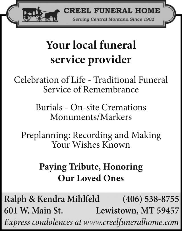 Funeral Home, Creel Funeral Home, Lewistown, MT