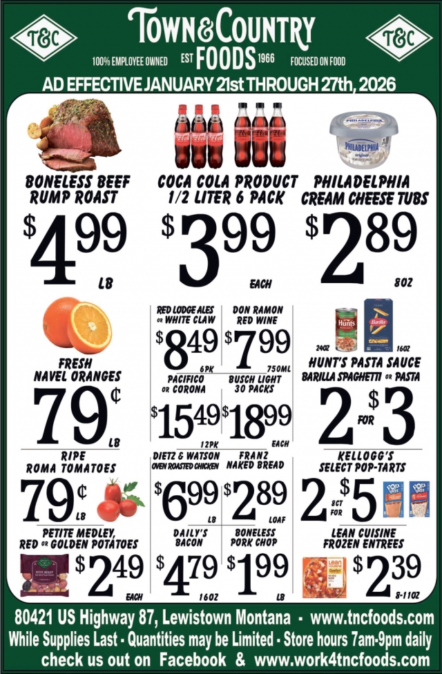 Boneless Beef Rump Roast, Town & Country Foods - Lewiston, Lewistown, MT