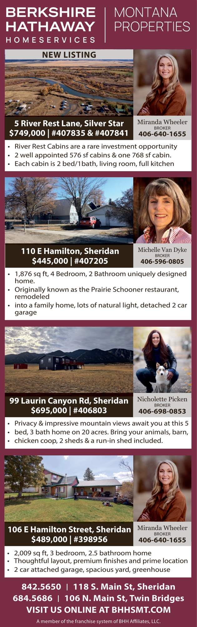 Montana Properties, Michelle Van Dyke / Nicholette Picken / Miranda Wheeler - Berkshire Hathaway HomeServices Montana Properties