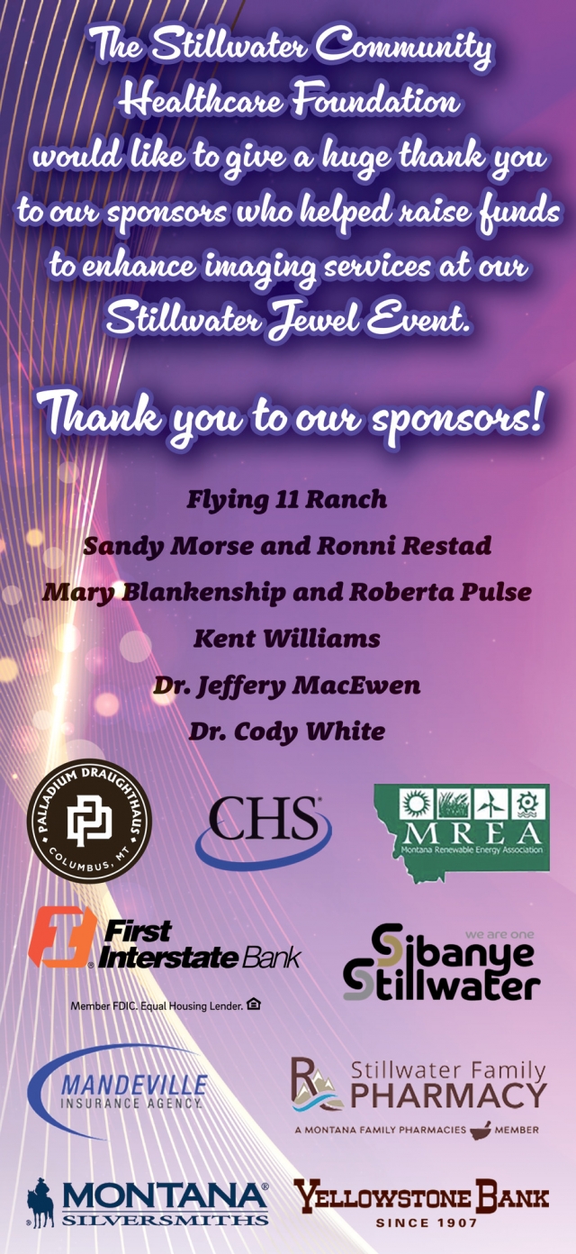 Thank You to Our Sponsors!, Stillwater Community Healthcare Foundation