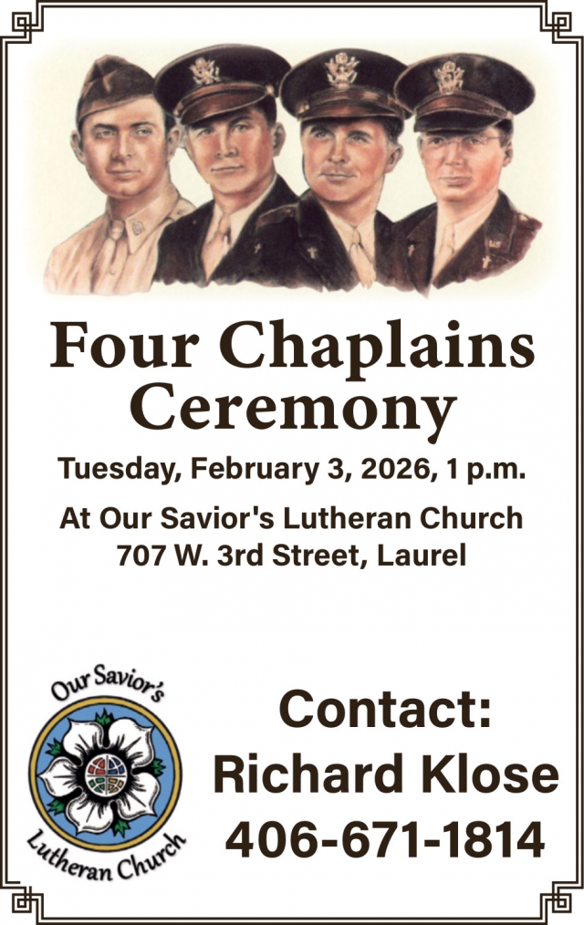 Four Chaplains Ceramy, Our Savior's Lutheran Church - Laurel, Laurel, MT