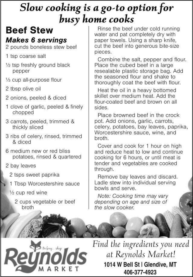 Beef Stew, Reynolds Market, Sidney, MT