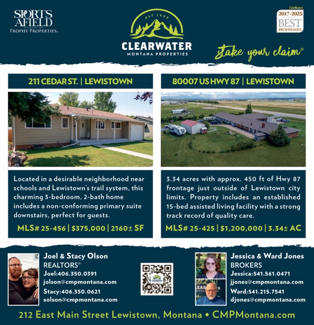 211 Cedar St. Lewistown, Clearwater Montana Properties - Joel & Stacy Olson / Jessica & Ward Jones