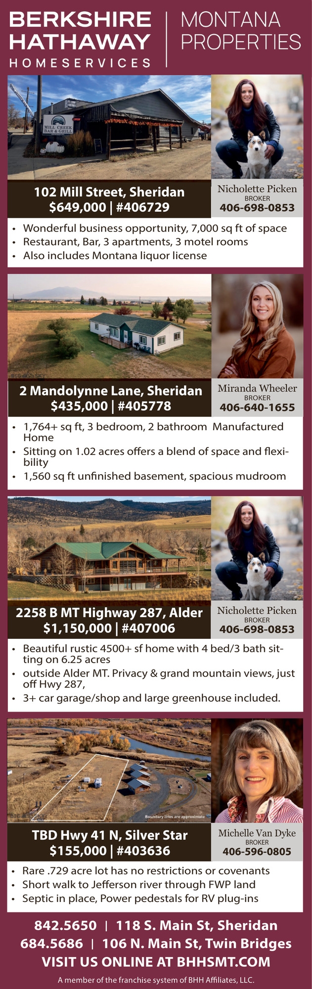 Montana Properties, Michelle Van Dyke / Nicholette Picken / Miranda Wheeler - Berkshire Hathaway HomeServices Montana Properties
