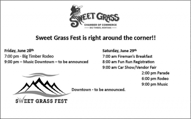Sweet Grass Fest Is Right Around the Corner, Sweet Grass Chamber of Commerce, Big Timber, MT
