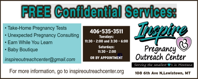 Free Confidential Services, Inspire Pregnancy Outreach Center, Lewistown, MT