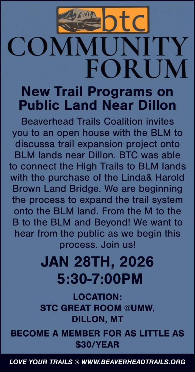 Community Forum, Beaverhead Trails Coalition, Dillon, MT