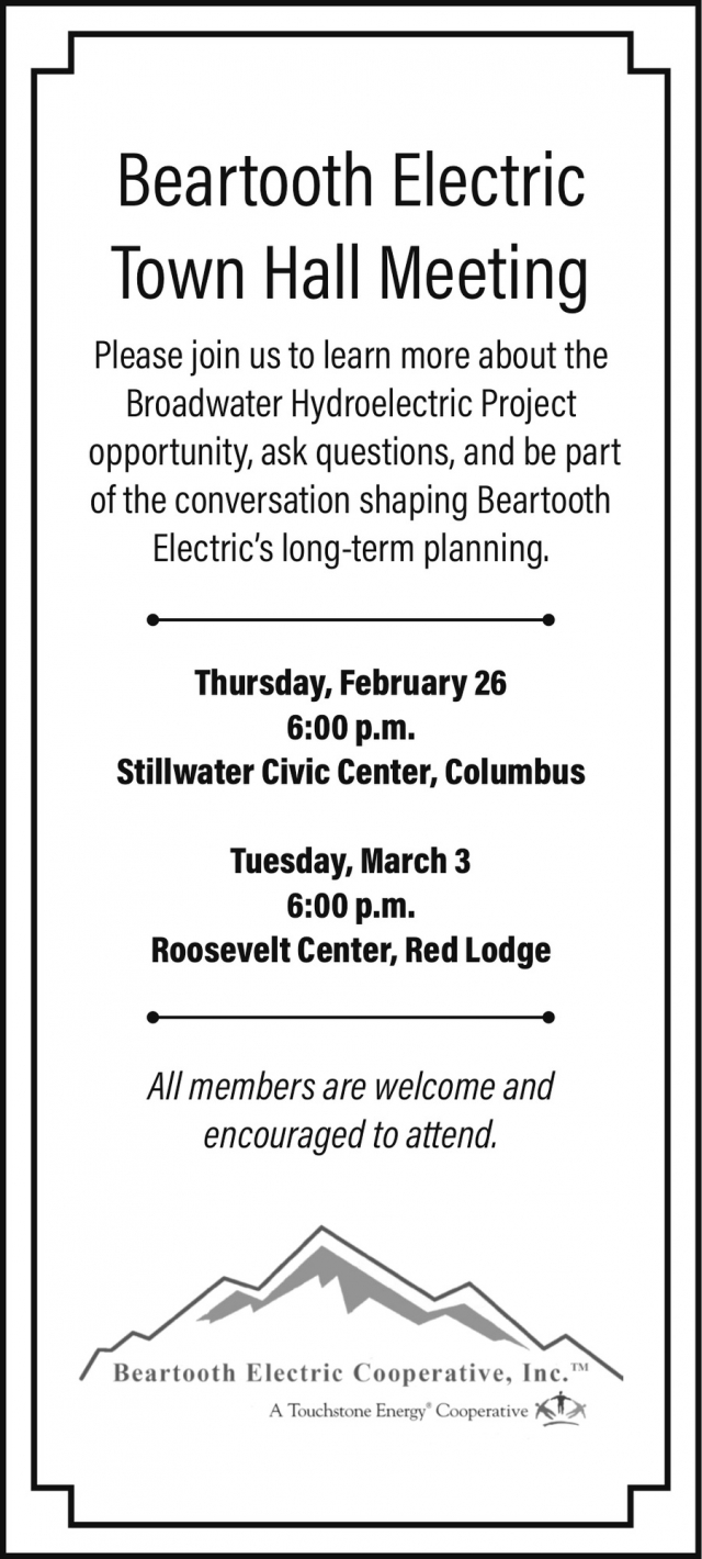 Town Hall Meeting, Beartooth Electric Cooperative, Inc., Red Lodge, MT