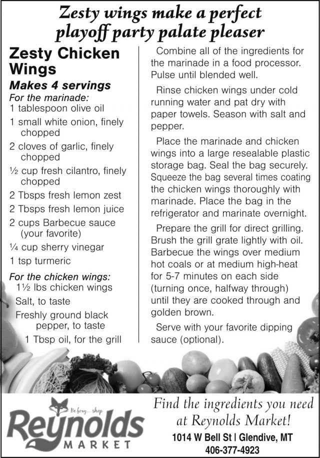 Zesty Wings Make a Perfect Playoff Party Palate Pleaser, Reynolds Market, Sidney, MT