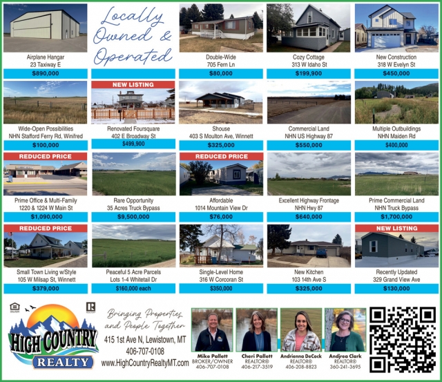 New Listing, High Country Realty, Lewistown, MT