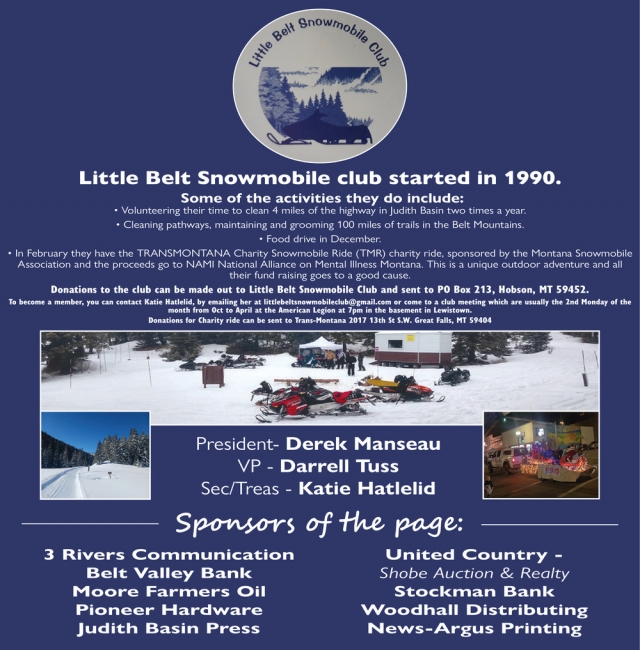 Sponsors of The Page, Little Belt Snowmobile Club, Hobson, MT