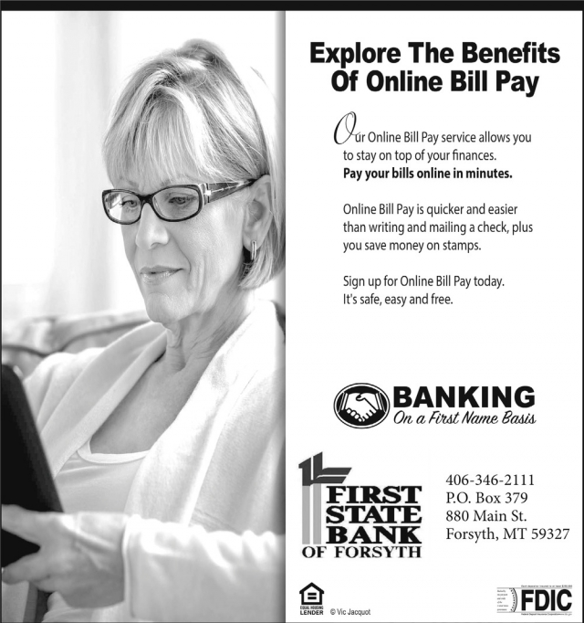 Explore the Benefits of Online Bill Pay, First State Bank of Forsyth, Forsyth, MT
