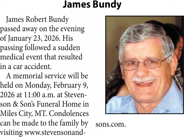 James Bundy, Obituaries, Glendive, MT