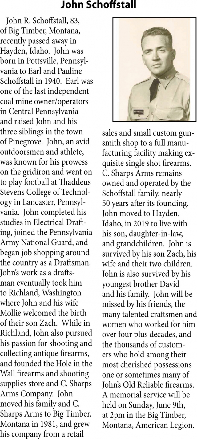 John Schoffstall, Obituaries, Glendive, MT